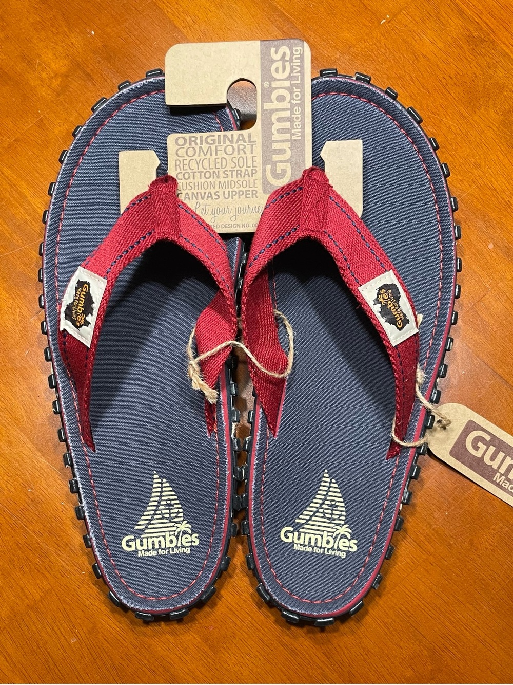 Men’s Gumbies Islander Canvas Flip Flops - Red & Navy Blue